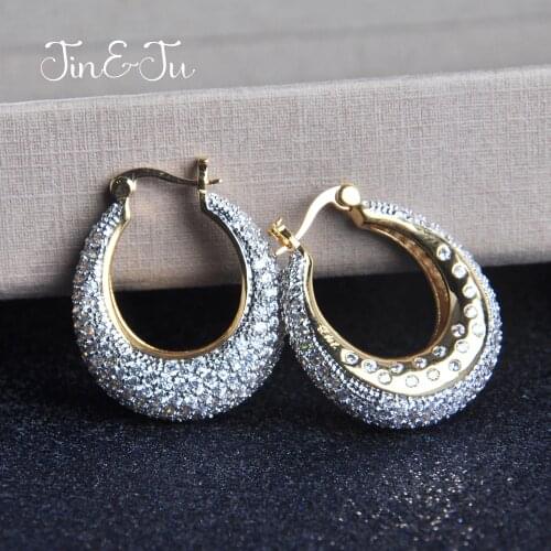 JIN&JU Women Jewelry Hot Trendy Luxury Style Crystal Jewelry New Fashion Elegant Zircon Dangle Earrings For Women E02372