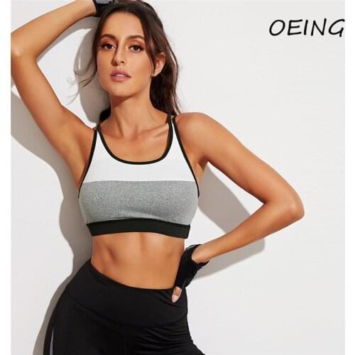 Women Fitness Quick Dry Running Underwear Workout Clothes Patchwork Seamless Stretchy Yoga Bras