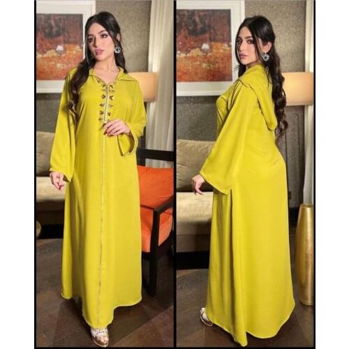 Abaya Dubai Turkey Muslim Hooded Dress Women Caftan Moroccan Elegant Lady Islamic Clothing 2021 Eid Mubarak Djellaba Femme Robe