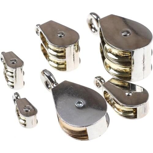 1PCS Mini Single/Double Pulley 36/52mm Metal sheave Zinc alloy fixed pulley crown block and tackle Lifting wheel for DIY