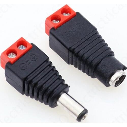 10pcs /5 sets red Male + Female 12V 2.1x5.5MM DC Power Jack Plug Audio AUX free welding socket Connector