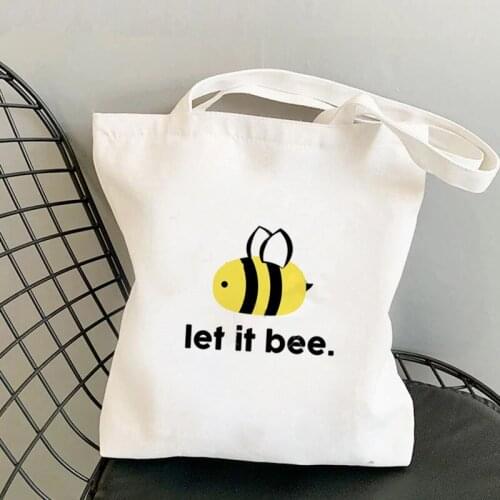 2021 Shopper Let it Bee Cartoons Printed Tote Bag women Harajuku shopper handbag girl Shoulder shopping bag Lady Canvas Bag