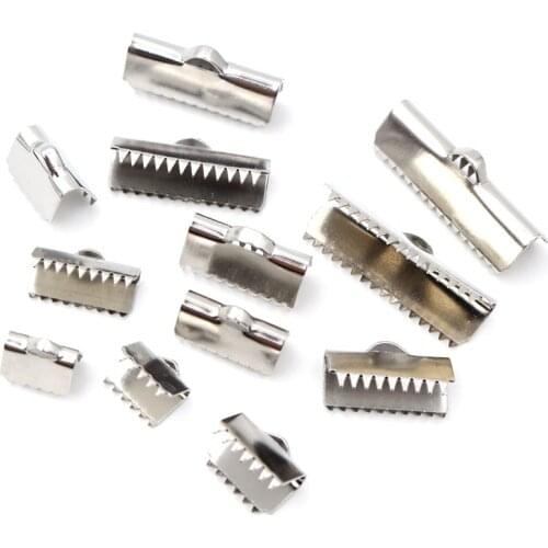 30pcs Stainless steel Crimp End Bead Buckle Tip Clasp Cord Flat Cover clasps Diy Necklace Bracelet Connectors For Jewelry Making