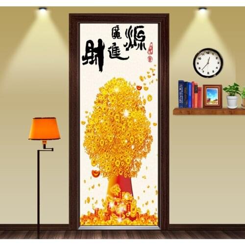 3D New Creative Design Gold Tree Wallpaper Wall Stickers Decals Mural Door Wall Living Room Home Decoration Gifts