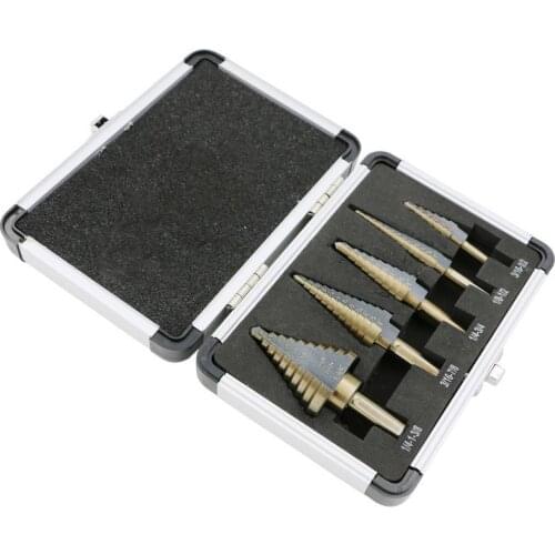 50 Sizes High Quality 5PCS HSS Cobalt Multiple Hole Step Cone Drill Bit Set Tools Drill Bits With Aluminum Case