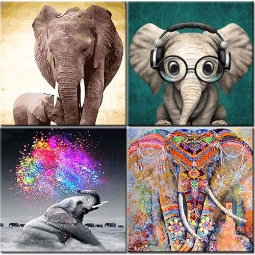 5D DIY Diamond Painting Elephant Full Square Diamond Kit Embroidery Crafts Animal Mosaic Rhinestone Pictures Home Decor Art Gift