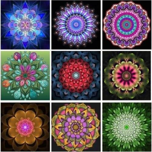 Abstract Flower Diamand Embroidery Painting Mandala Diamond Mosaic Stone Wall Sticker Puzzle Picture Toy Diamond Dotz Large Size