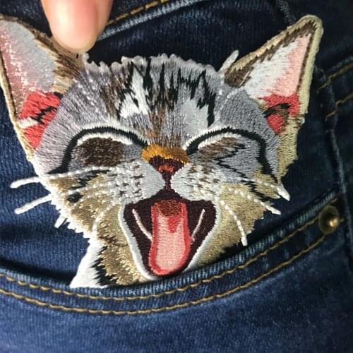 1PC cat patches for clothing iron embroidered patch applique iron on patches accessories badge stickers on clothes Jeans bags
