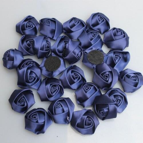 20pieces/lot Diameter 3.5cm Dark blue Satin Rose Artificial Flower Wedding Fake Flowers Handmade DIY Wedding Accessories