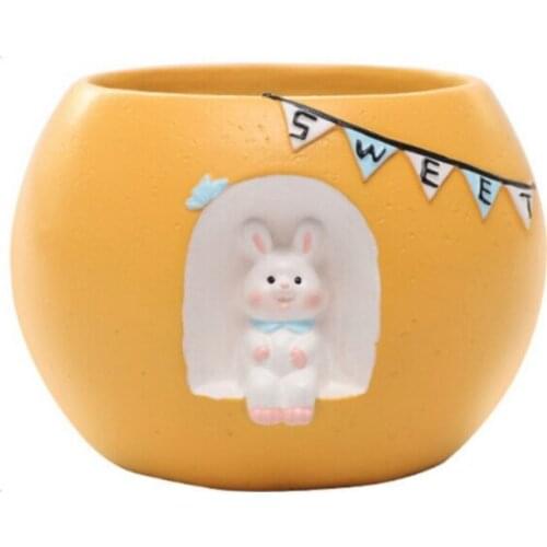 Fashion animal pattern Cartoon Resin Fleshy Flower Pot Cute Animal Potted Ornaments Without Plants For Indoor Balcony Garden