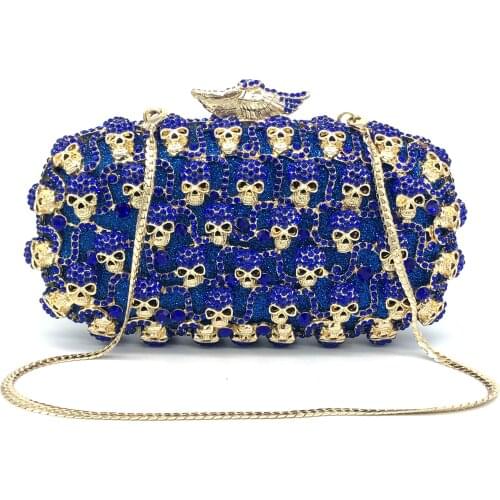 DAIWEI New design Skull clutch evening bags brand designer women purse soiree pochette Rhinestones crystal party clutch bags