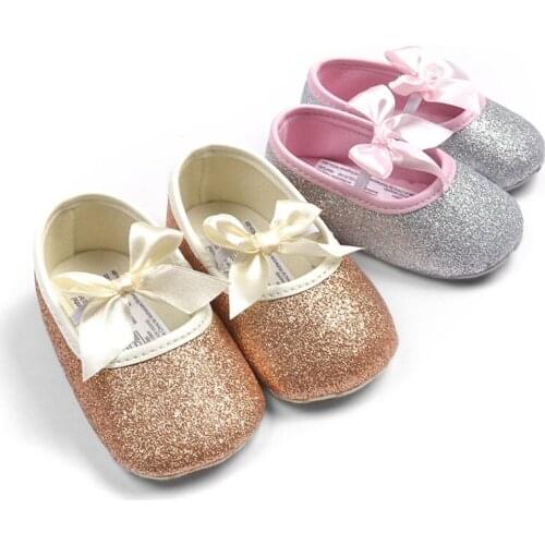 Sweet Newborn Baby Girls Toddler Princess Sequins Bow Anti-slip Soft Sole Shoes Kids Infantil Prewalker First Walker Mocassins