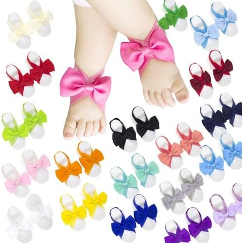 Childrens foot flower set, baby toddler solid color bow foot straps, newborn foot decorations baby headband