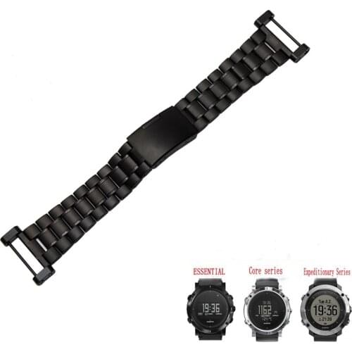 For Suunto Core Essential Billiton origin Black Silver Gold RoseGold Strap Stainless Steel Watchband + Adapter + 2Pcs Tools