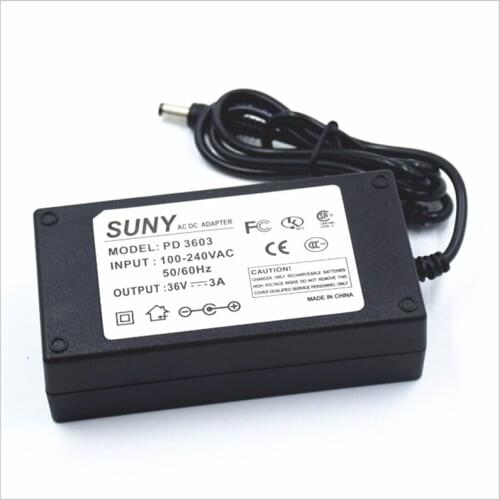 36VDC strip driver ,100-240Vac input Lighting transformer ,108W 3A led power supply ,CE FCC Listed with 5.5*2.1 ,5*5*2.5 port