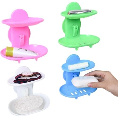 Double Layer Plastic Soap Holder Molds Soap Holder Rack Strong Sucker Bathroom Storage Box Bathroom Rack Moulds Wall Sucker