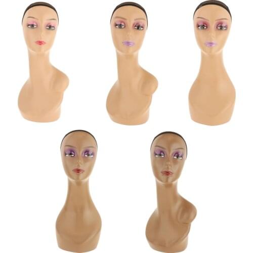 Mannequin Head Bust Wig Head Stand for Display Model Hats Hairpieces Home Manikin Female Clinical Display Stand Full Makeup