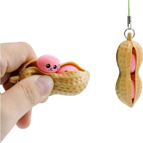 Sensory Toy Squeezing Bean fidget toys Stress Reliever toy Soybean Keychain Phone Chain Pendants decoration for children Adults