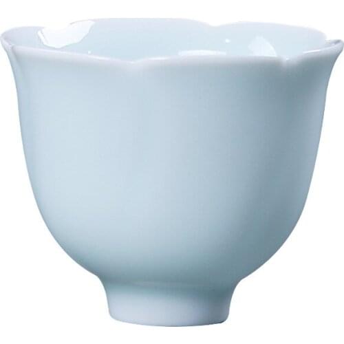 Creative Ceramic Teacup Kung Fu Tea Set Masters Cup White Porcelain And Celadon Single Cup Household Office Petal Shape
