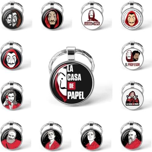 La Casa De Papel keyring Money Heist Keychain The House of Paper necklace Salvador Dali Professor Funny Key Chain Jewelry Gift