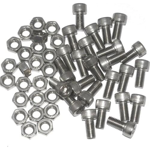 M8 x 16mm 304 Stainless Steel Hex Key Bolt Socket Head Cap Screws with Hex Nuts 25pcs