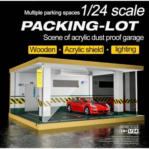 1/24 Collectible Car Models Display Garage Model Wood Parking Garage Car Model Car Display Box Prefabricated Car Model Cabinet