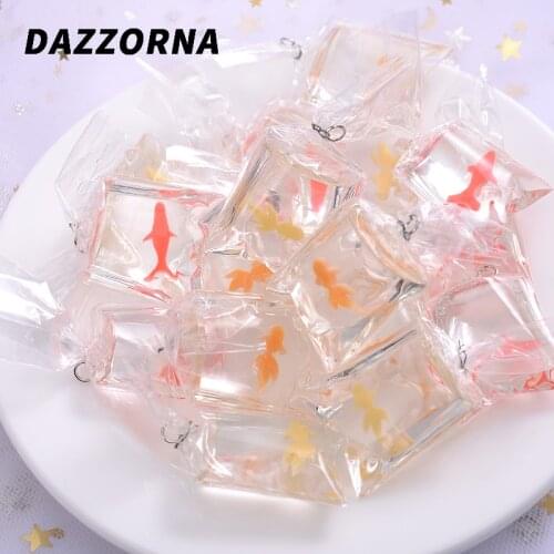 Fashion 3colors 6Pcs/Pack Transparent Cartoon Goldfish Shape Acrylic Pendants Charm Pendants For Jewelry Makeing Diy Handmade