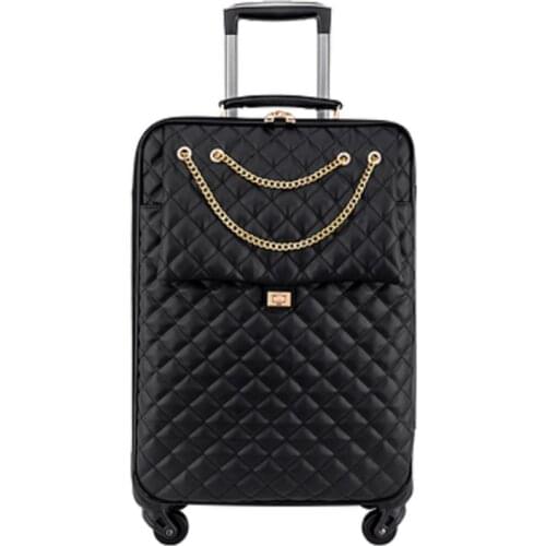 Fashion PU Suitcase Rolling Luggage bag spinner leather suitcases and travel luggage trolley bag
