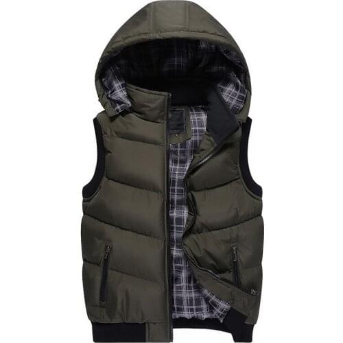 Men Winter Sleeveless Down Jacket Casual Hooded Vest Fashion Warm Outwear Coat For Men Zipper Lovers Windbreaker Large Size 5XL