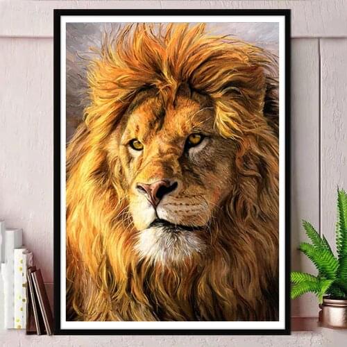 Animal Lion Pre-Printed 11CT Cross Stitch Embroidery Kit DMC Threads Craft Needlework Handicraft Sewing Floss For Adults Gift