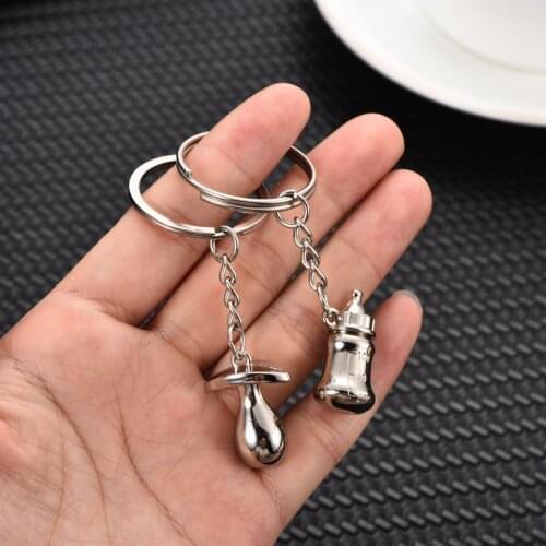 Set of 2 Baby Bottle Pacifier Key Chains Baby Shower Party Favor Gifts for Guests Baby Souvenirs Gender Reveal Baptism Souvenir