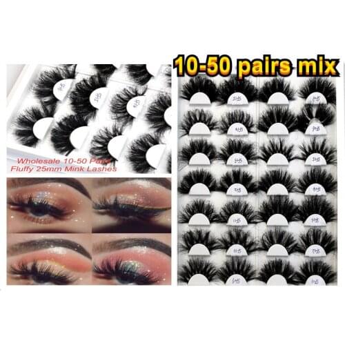 New 10-50 mix 25mm Natural 5D False Eyelashes Dramatic Volume Fake Lashes Makeup Mink Lashes Extension Makeup Tool Kit Cilios