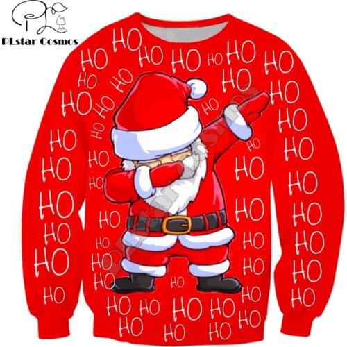 2019 Christmas New Fashion Men Sweatshirt Ho Ho Ho Dabbing Santa Claus 3D Printed Long Sleeve Outerwear Unisex streetwear