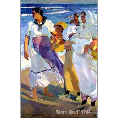 Landscape painting Valencian Fisherwomen Joaquin Sorolla y Bastida art reproduction High quality Hand painted