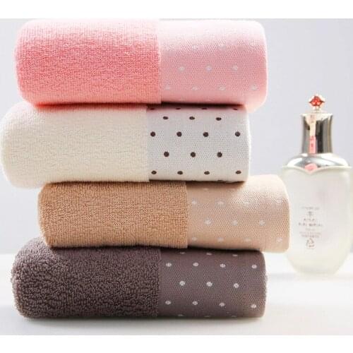 2pcs 34*74 cm Face towel Super soft long stapled cotton face towel excellent water-absorbing quality dots pattern towel