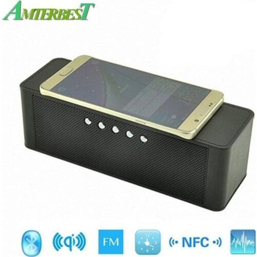 AMTERBEST Portable Qi Wireless Charger Bluetooth Speaker with NFC, FM Radio, TF Card Slot, Hands Free Stereo Speaker for QI