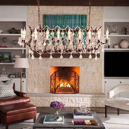 SGROW Rectangle Crystal Pendant Lights for Parlor Hotel Hall Bedroom European Luxury RH Neoclassical Dinning Room Pendant Lamp