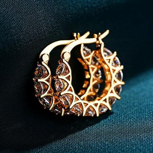 JTCFLY High Quality Cubic Zirconia Women Hoop Earrings Stylish Girl Accessories Party Daily Wearable Fashion Jewelry