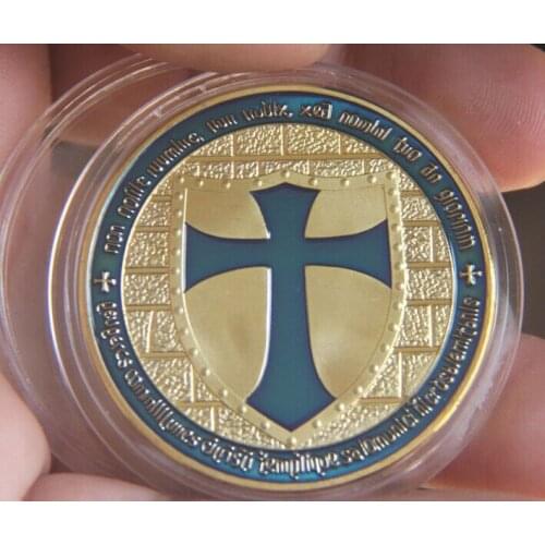 Blue crossCommemorative Coin Badge Embossed Gold Plated Coins Collectibles Art Souvenir Friends Gifts