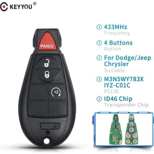 KEYYOU Replacement Car Remote Key Fob M3N5WY783X IYZ-C01C 433Mhz For Chrysler Jeep Grand Cherokee 2008-2012 Remote Smart Key