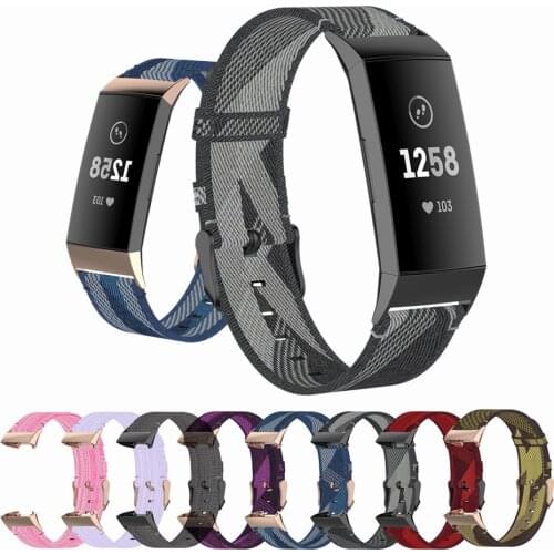 Nylon Canvas Bracelet For Fitbit Charge 4 Band Replacement Strap For Fitbit Charge 3/3 SE Smart Watch Band Wrist Strap Accessory