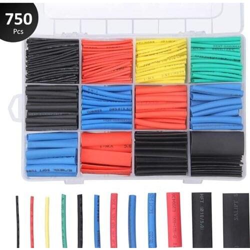 Heat Shrink Tube Kit 300/560/750Pcs Insulation Sleeving Thermal Casing Car Electrical Cable Shrink Tube Kit with Plastic Case