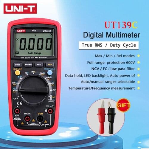 UNI-T UT139C Digital Multimeter Auto Range Handheld Tester True RMS Meter 6000 Count Voltmeter Current Temperature Test
