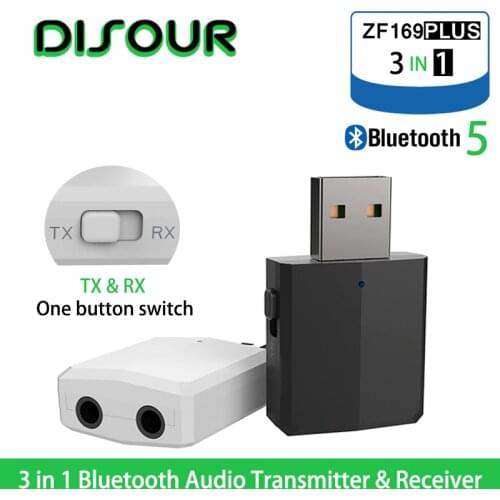 DISOUR 5.0 USB Bluetooth Transmitter Receiver TV Mini 3 IN 1 3.5MM AUX HIFI Stereo Audio Wireless Adapter Dongle For Car Kit PC
