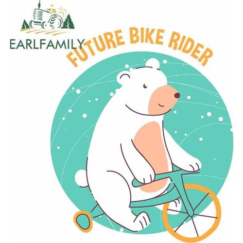 EARLFAMILY 13cm x 10.9cm for Future Bike Rider Polar Bear Car Stickers Windows Trunk Decal Personality Motorcycle Vinyl Car Wrap