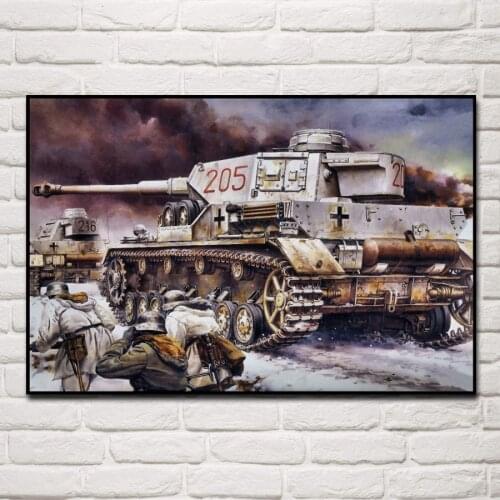 Military german Tank soldier battle living room decoration home art decor wood frame fabric poster KF874