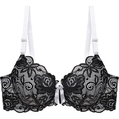 Embroidery Plus Size Bra Sexy Bra Underwear Women Underwear Black Bra Push Up Red Lace Plus Size 34 36 38 40 42 A B C Cup