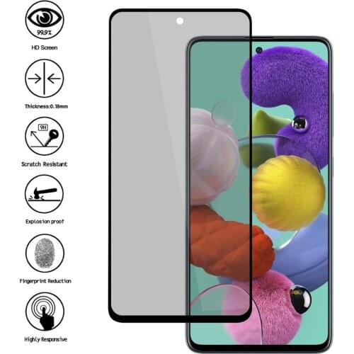 Full Privacy Tempered Glass For Samsung Galaxy A11 A41 A51 A71 A81 A91 Anti Spy Screen Protector For Note 10 S10 Lite Glass Film