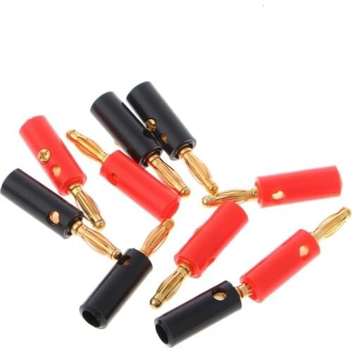 10 Pcs 4mm Gold Plated Audio Speaker Wire Cable Screw Banana Plug Connector Adapter