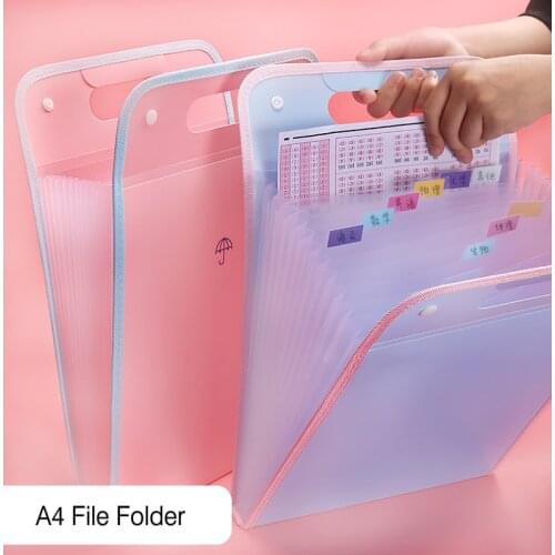 13 Pocket Expanding File Folder A4 Paper Organizer Document File Storage Case Vertical Portable Folders For School